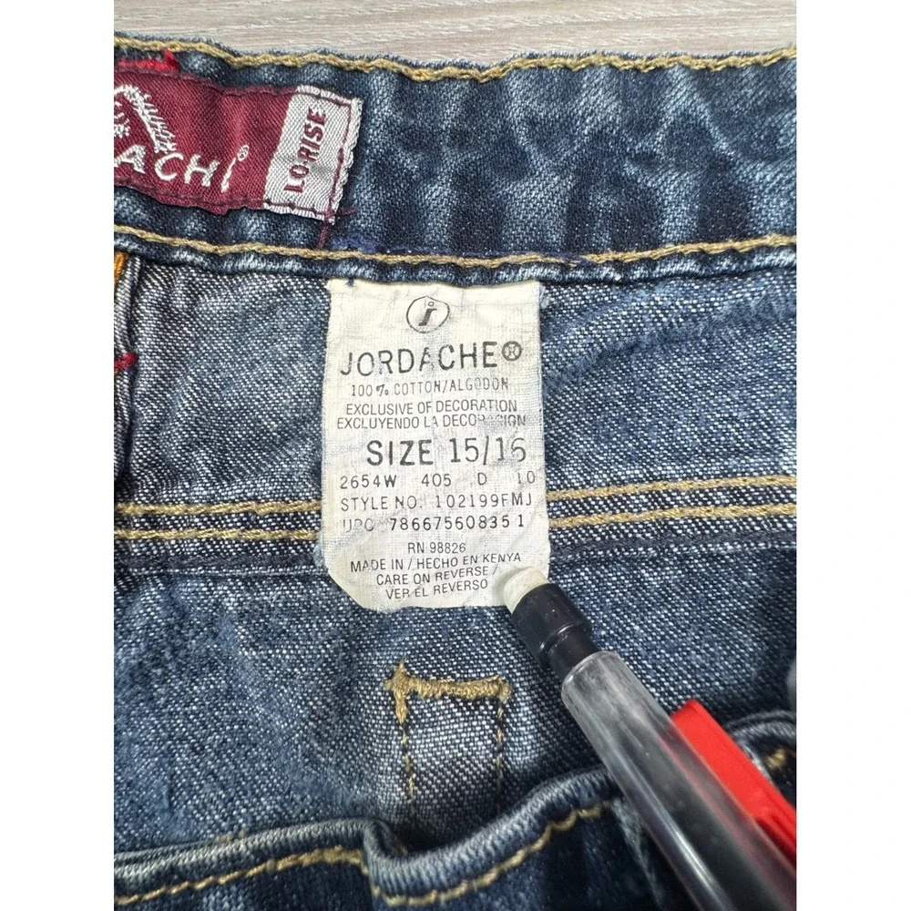 Vintage Jordache Lo-Rise Flare Jeans Women 15/16 Blue Dark‎ Wash Button Fly